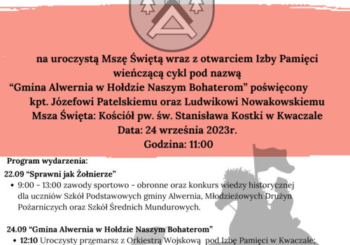 Gmina Alwernia w hołdzie naszym Bohaterom - zapraszamy do Kwaczały