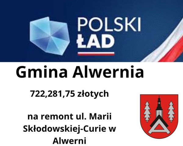 Będzie remont ul. Marii Skłodowskiej-Curie w Alwerni dzięki dotacji z Polskiego Ładu