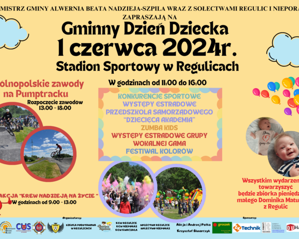 Zapraszamy na Gminny Dzień Dziecka do Regulic!