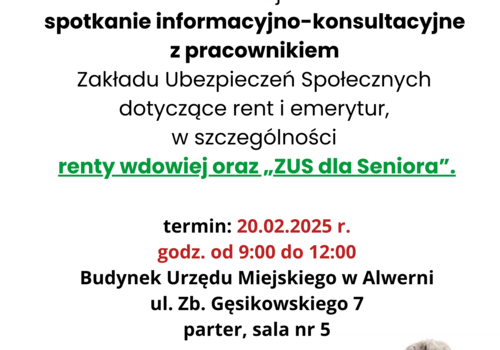 Renta wdowia i ZUS dla seniora - spotkanie z pracownikiem ZUS