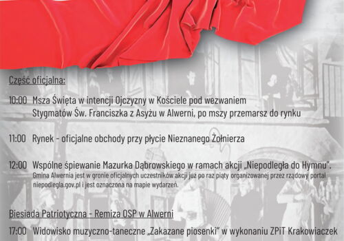 "Niepodległa do hymnu" - Zapraszamy na uroczystości patriotyczne do Alwerni